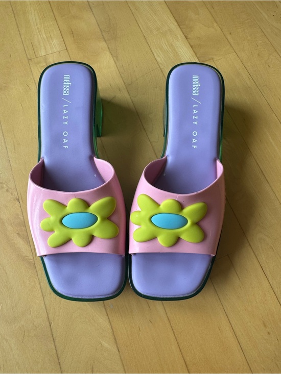 Melissa Shoes - Melissa x Lazy Oaf Pink & Lilac Flower Slide Sandals